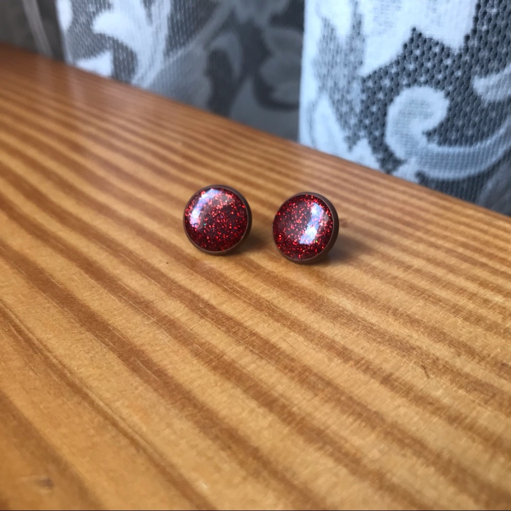 Red glitter studs